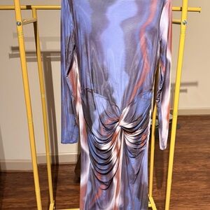 ASOS Blue and Purple Long Sleeve Dress